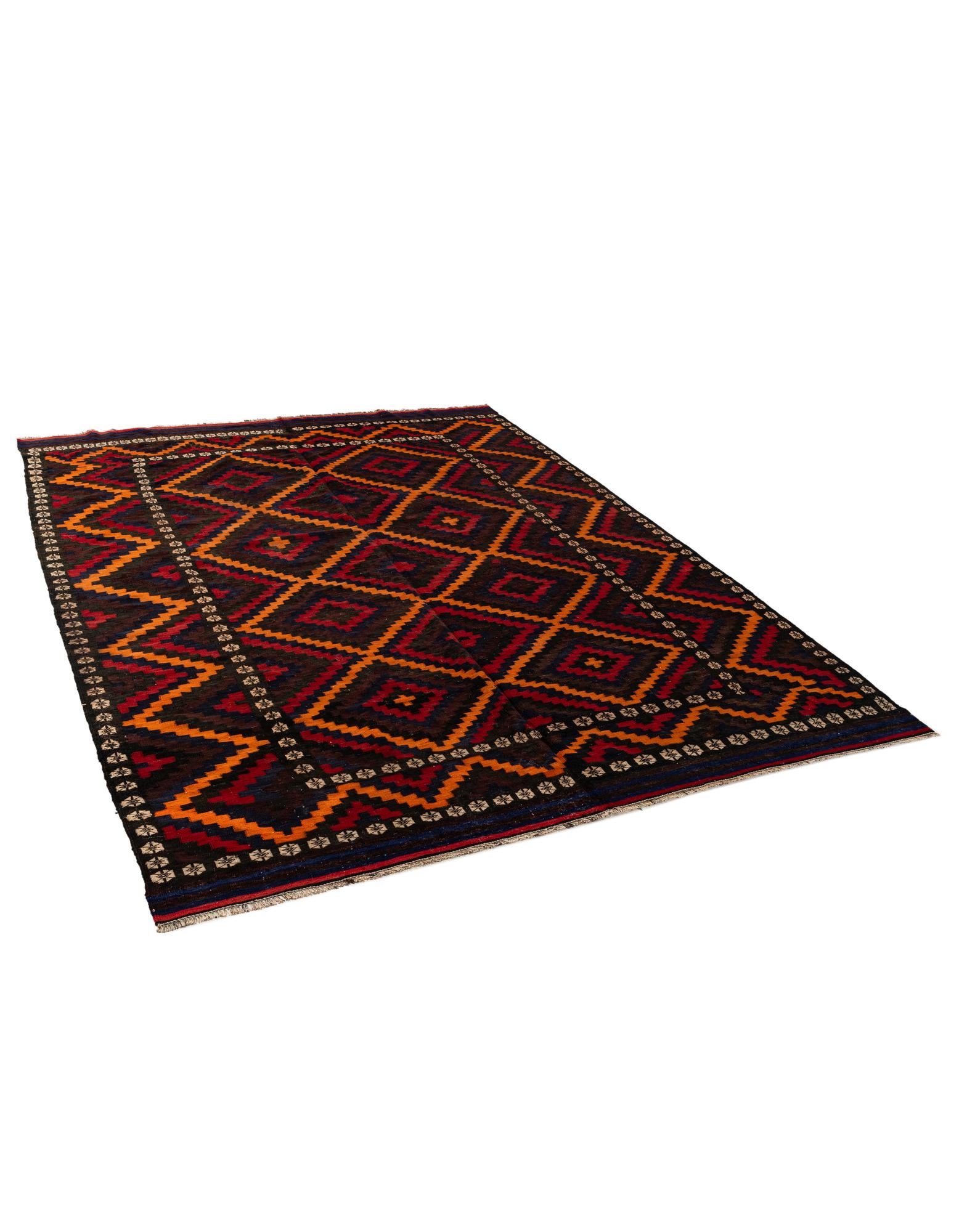 8' 3 x 10' 9 Hand Woven Kilim Afghan Wool Rug