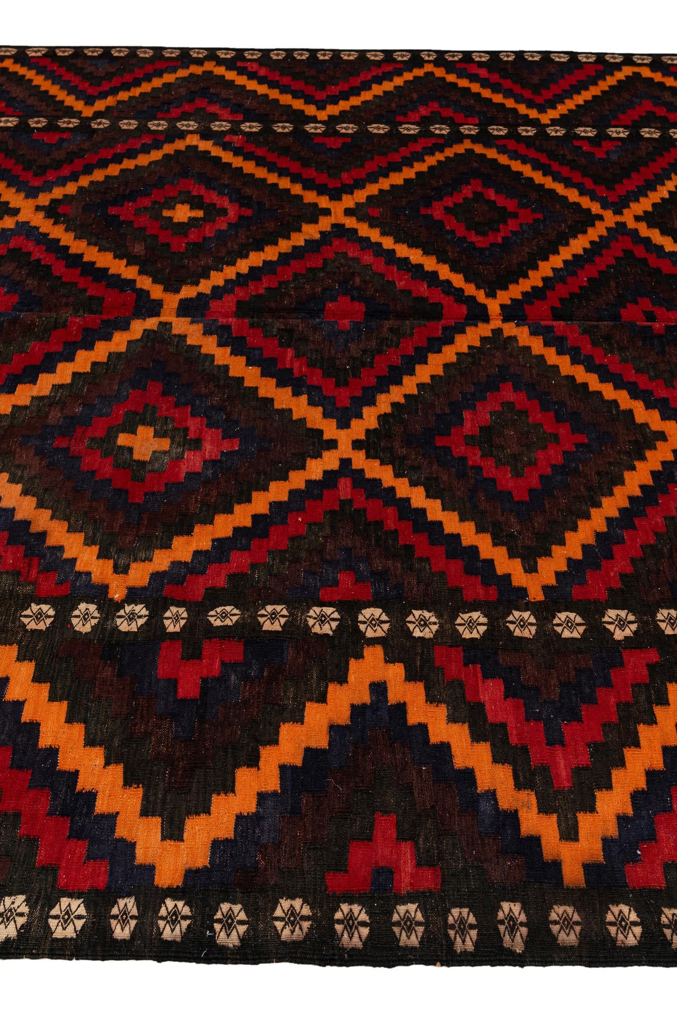 8' 3 x 10' 9 Hand Woven Kilim Afghan Wool Rug