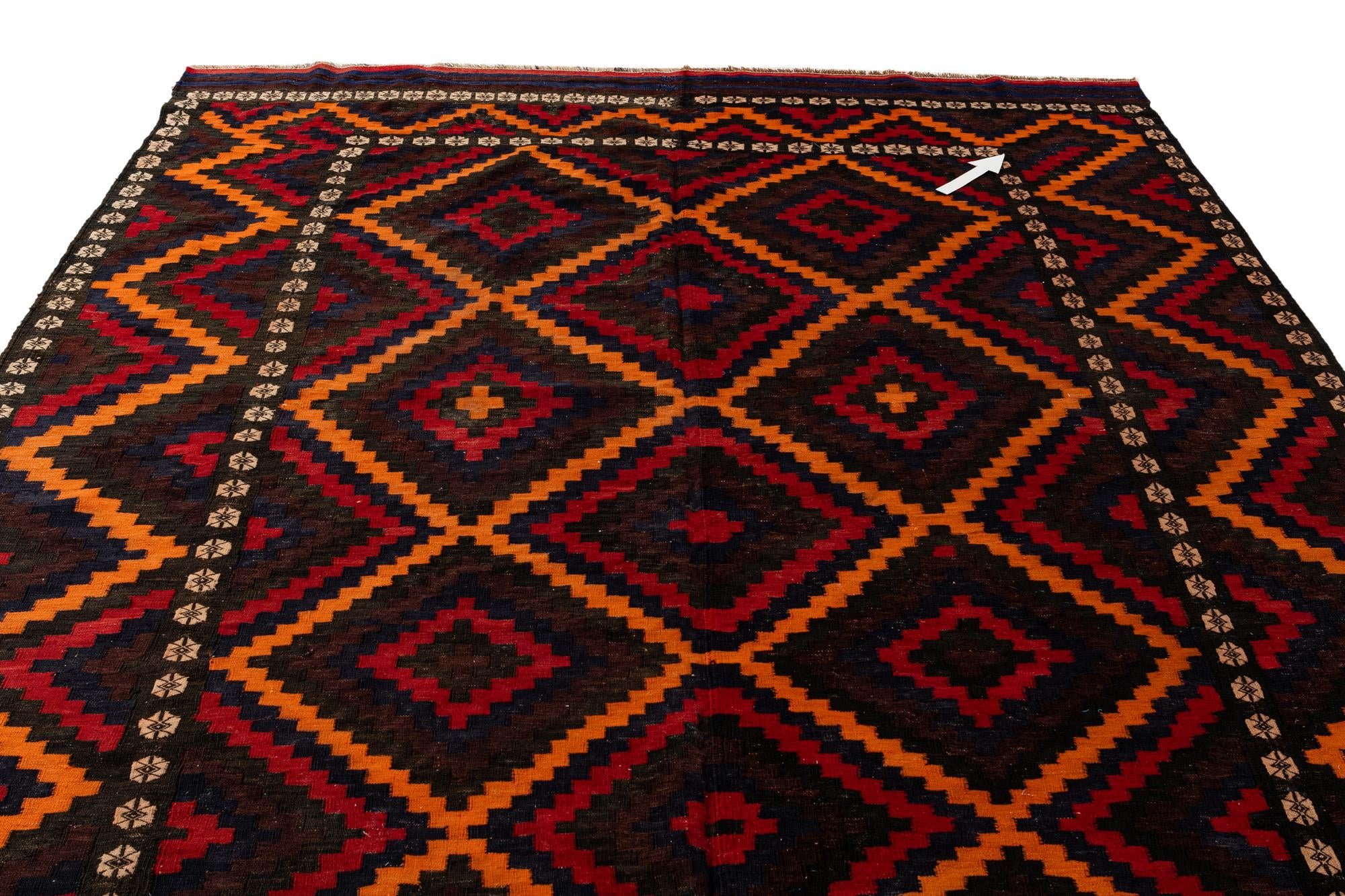 8' 3 x 10' 9 Hand Woven Kilim Afghan Wool Rug