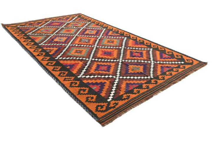 6' 2 x 10' 8 Hand Woven Kilim Afghan Wool Rug
