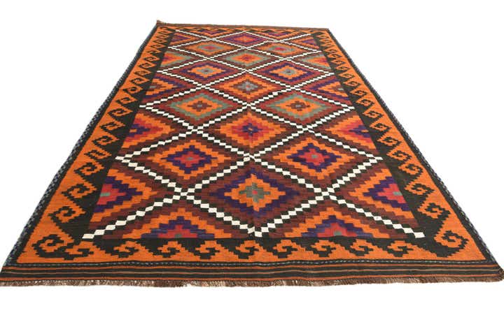6' 2 x 10' 8 Hand Woven Kilim Afghan Wool Rug