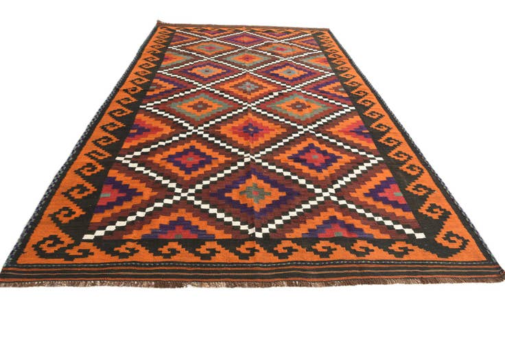 Detail image of 6' 2 x 10' 8 Hand Woven Kilim Afghan Wool Rug