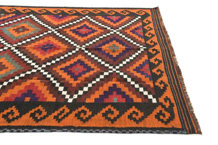 Detail image of 6' 2 x 10' 8 Hand Woven Kilim Afghan Wool Rug