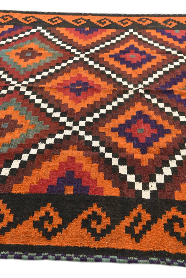 Detail image of 6' 2 x 10' 8 Hand Woven Kilim Afghan Wool Rug