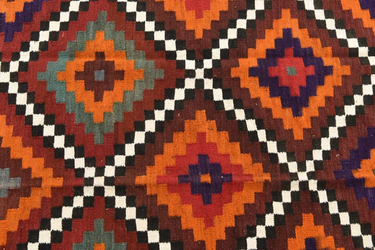Detail image of 6' 2 x 10' 8 Hand Woven Kilim Afghan Wool Rug
