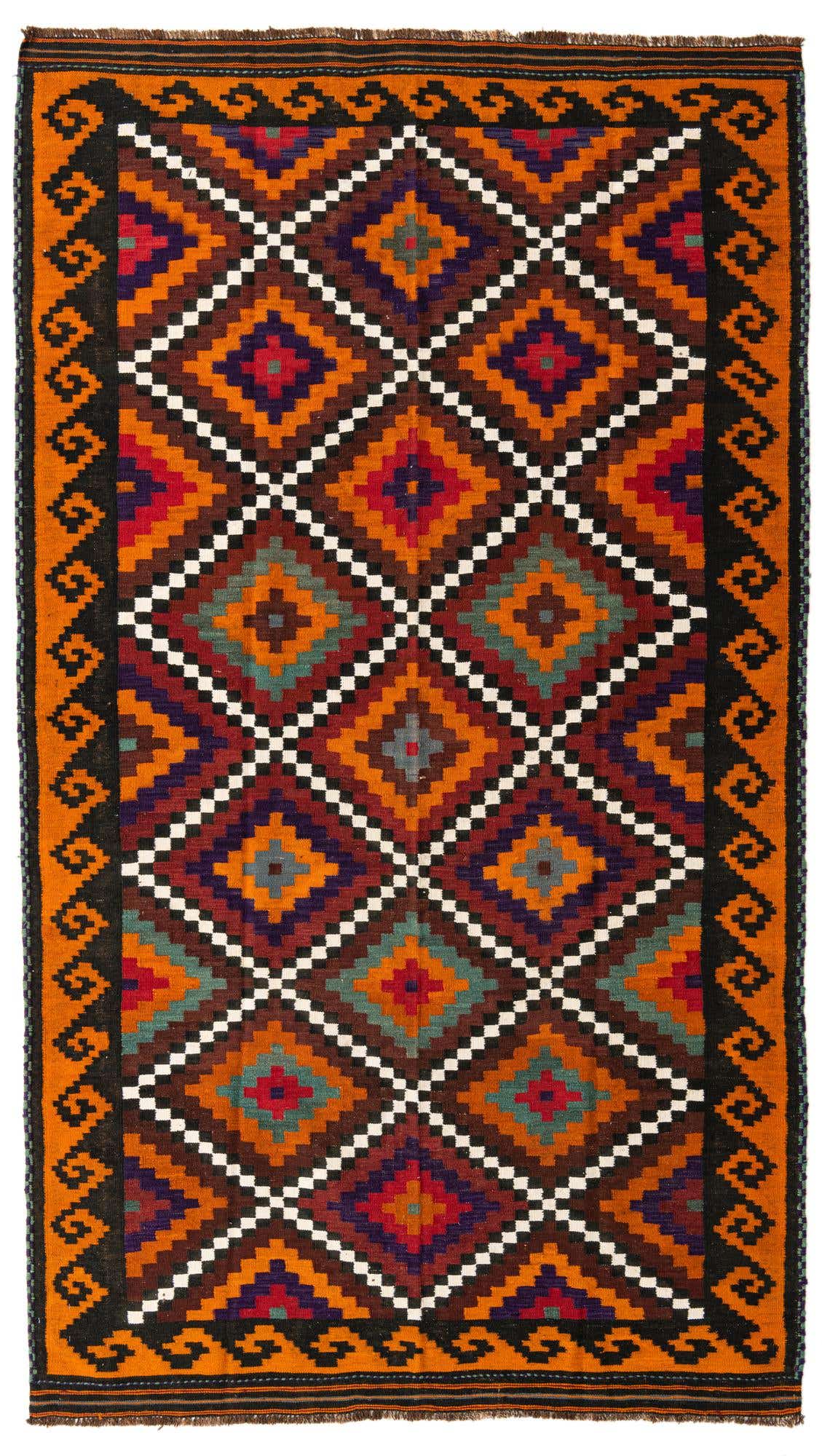 6' 2 x 10' 8 Hand Woven Kilim Afghan Wool Rug