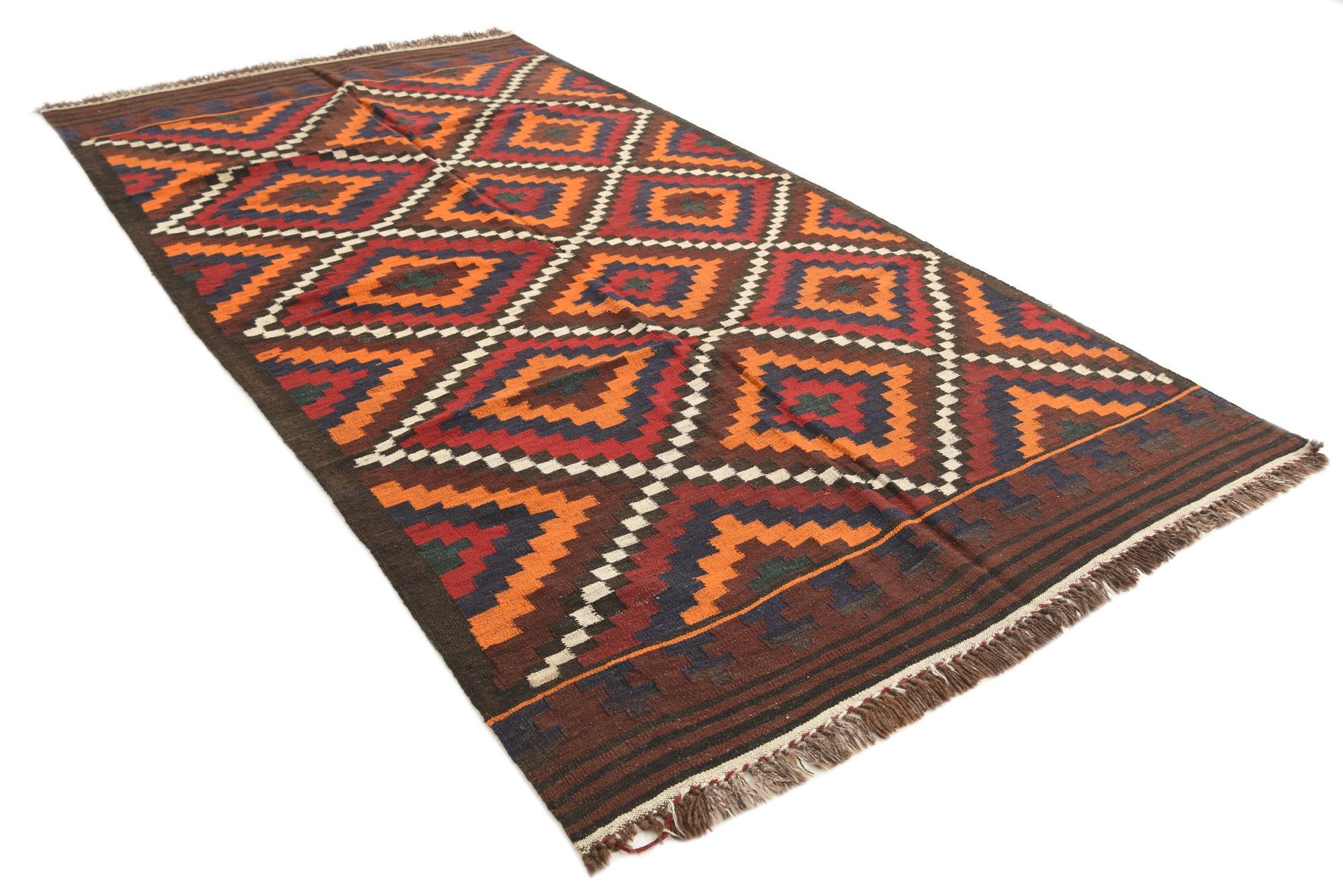 5' x 9' 3 Hand Woven Kilim Afghan Wool Rug