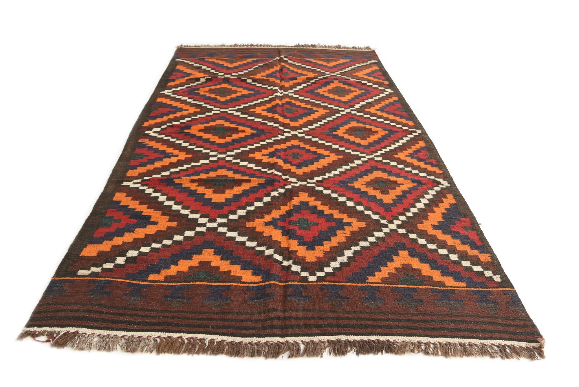 5' x 9' 3 Hand Woven Kilim Afghan Wool Rug