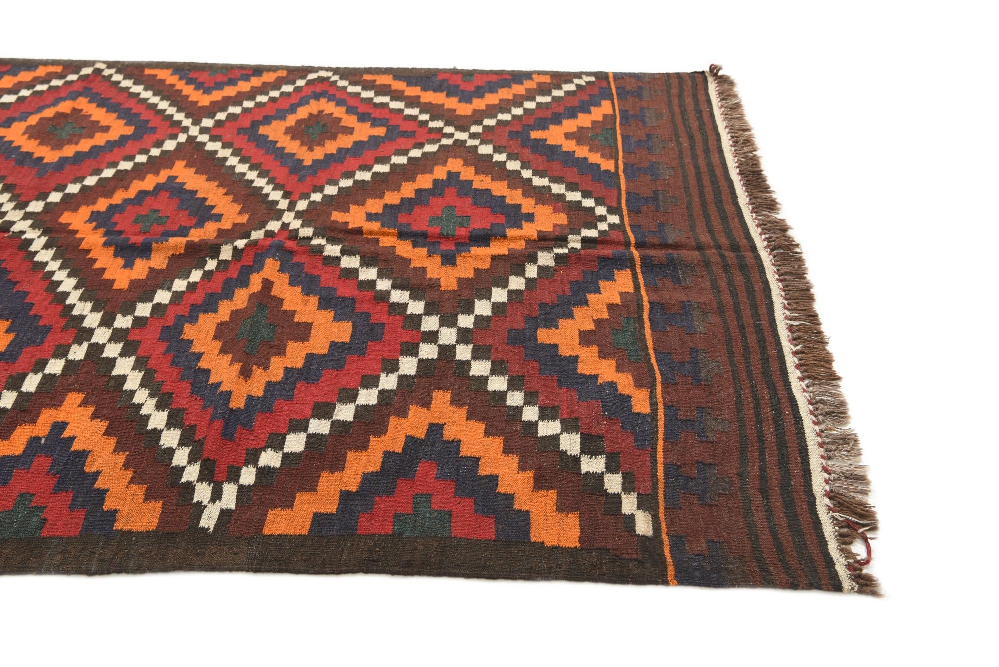 5' x 9' 3 Hand Woven Kilim Afghan Wool Rug