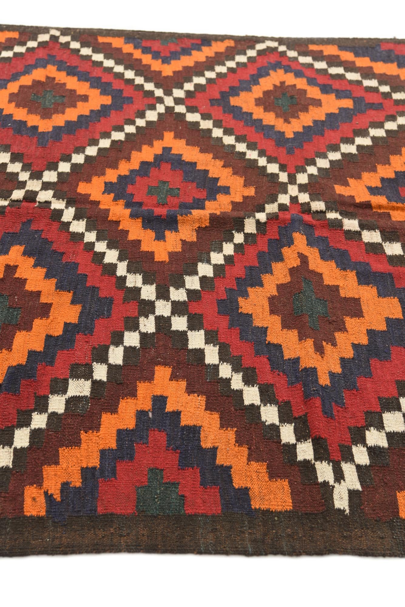 5' x 9' 3 Hand Woven Kilim Afghan Wool Rug