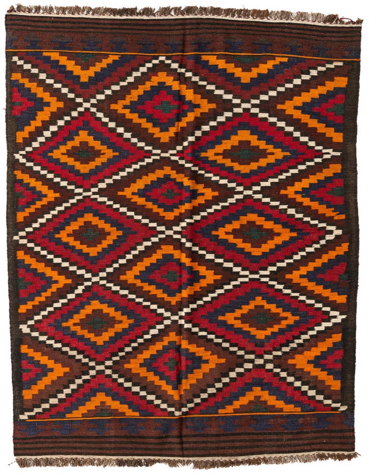 Detail image of 5' x 9' 3 Hand Woven Kilim Afghan Wool Rug
