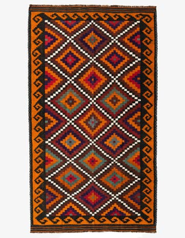 6' 2 x 10' 8 Hand Woven Kilim Afghan Wool Rug