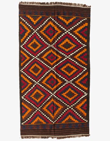 5' x 9' 3 Hand Woven Kilim Afghan Wool Rug