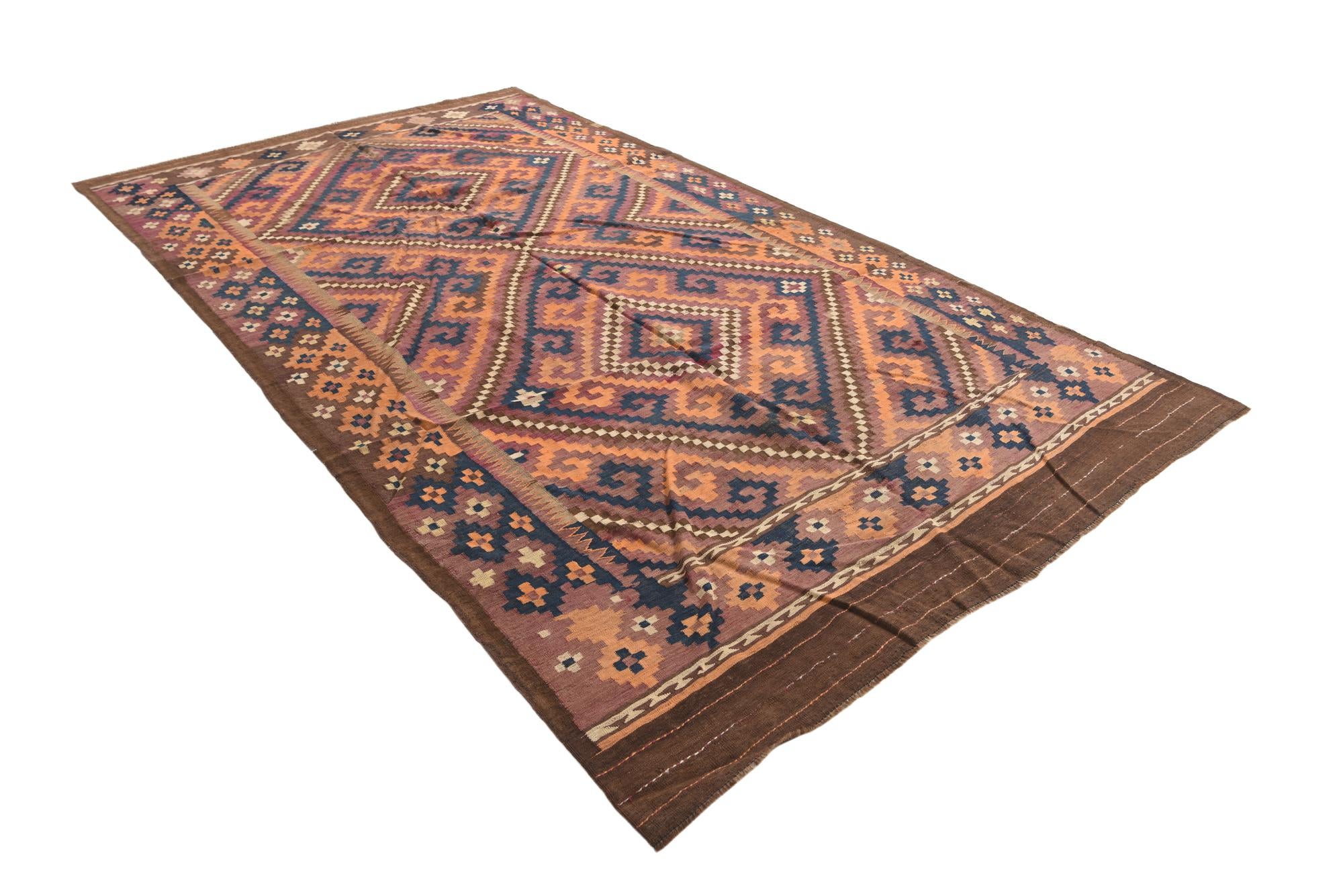 6' 3 x 11' 4 Hand Woven Kilim Fars Wool Rug