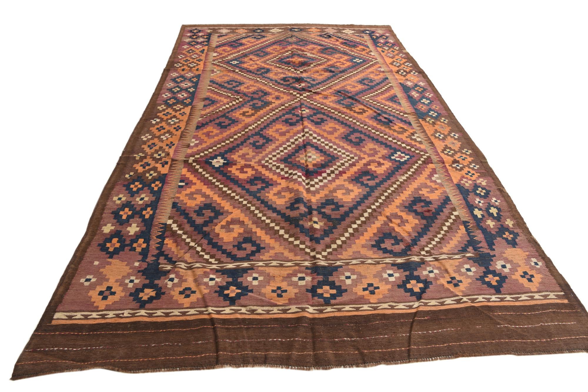 6' 3 x 11' 4 Hand Woven Kilim Fars Wool Rug