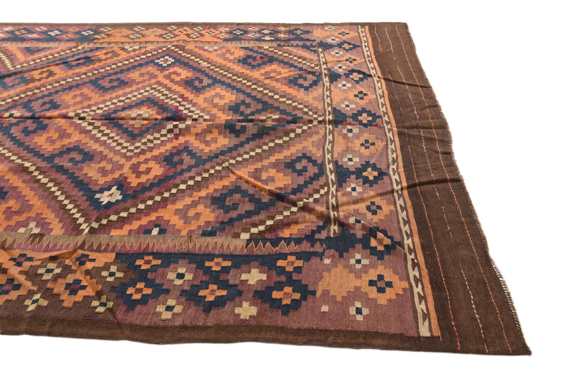 6' 3 x 11' 4 Hand Woven Kilim Fars Wool Rug