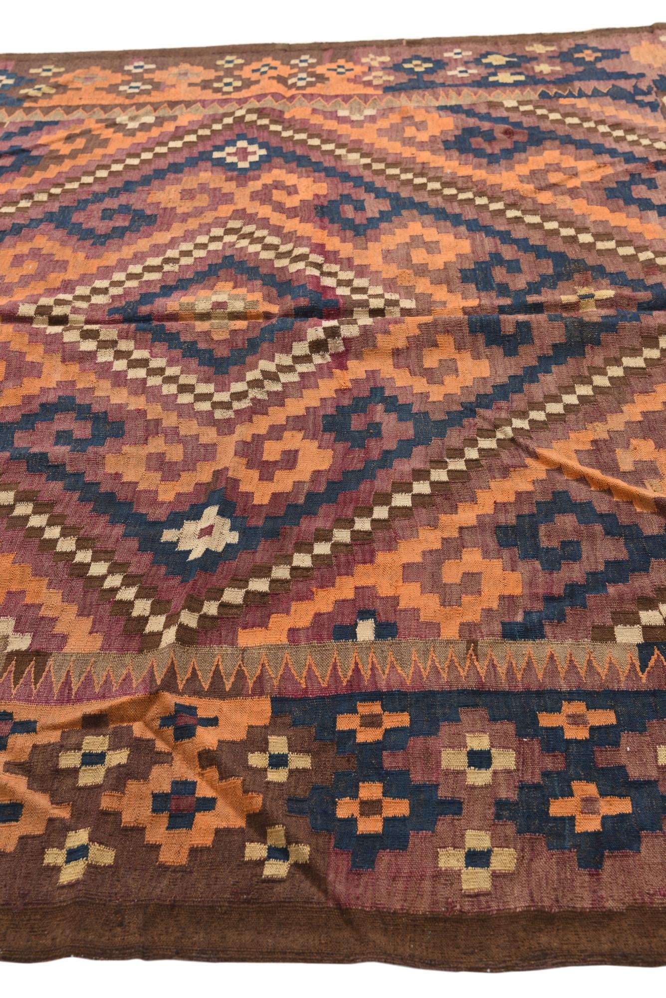 6' 3 x 11' 4 Hand Woven Kilim Fars Wool Rug