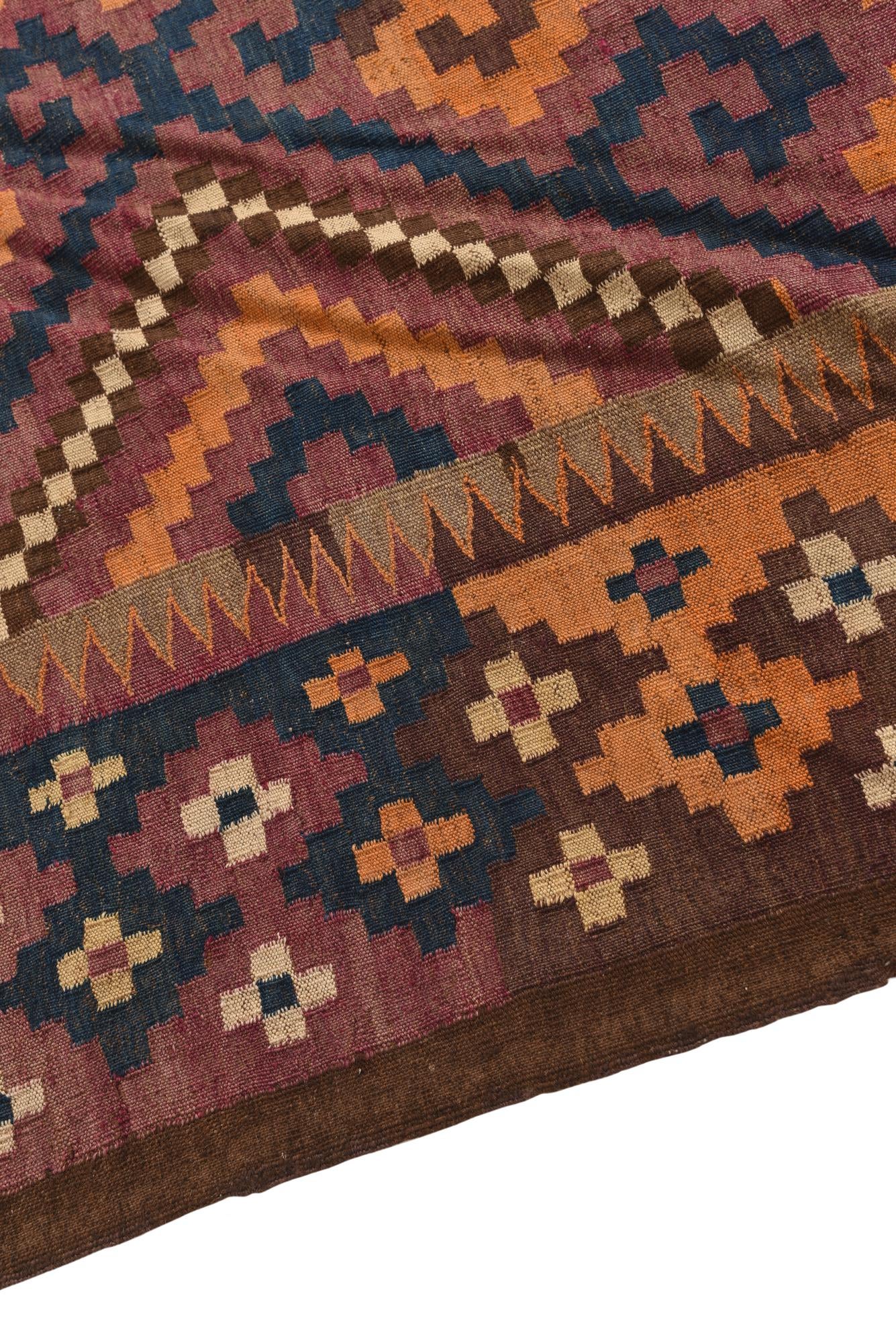 6' 3 x 11' 4 Hand Woven Kilim Fars Wool Rug