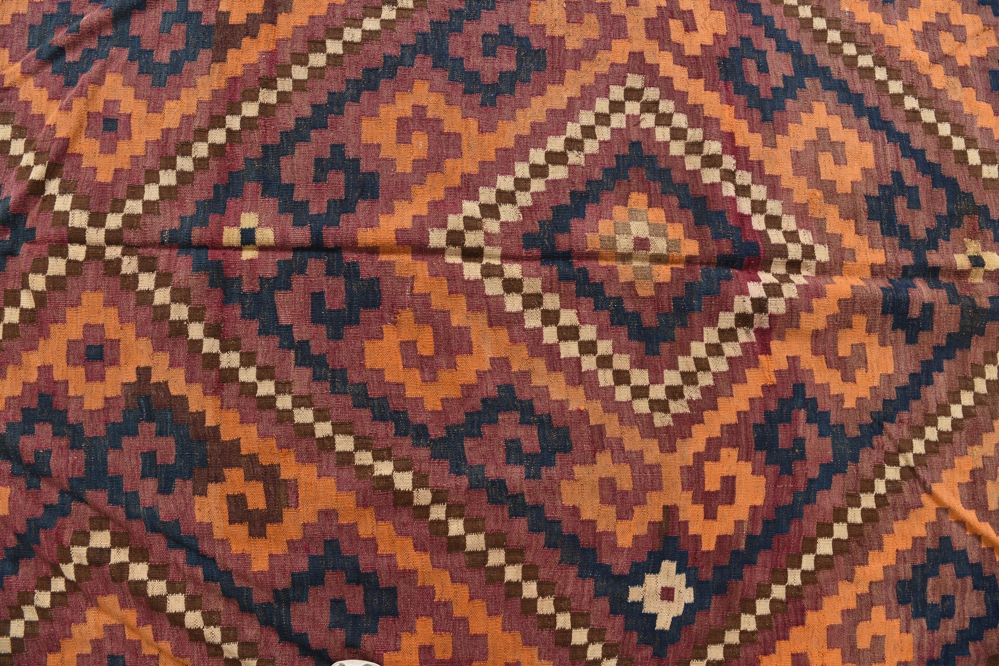 6' 3 x 11' 4 Hand Woven Kilim Fars Wool Rug