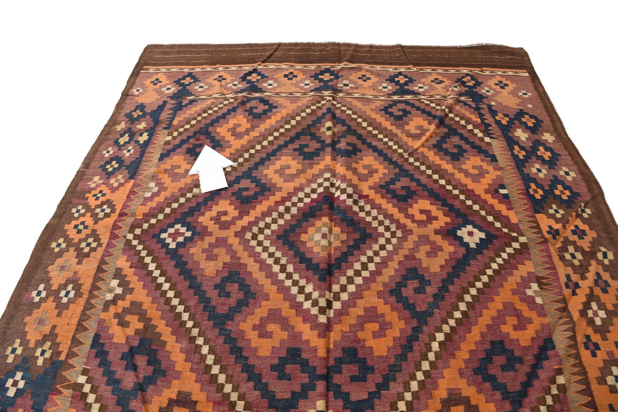 6' 3 x 11' 4 Hand Woven Kilim Fars Wool Rug