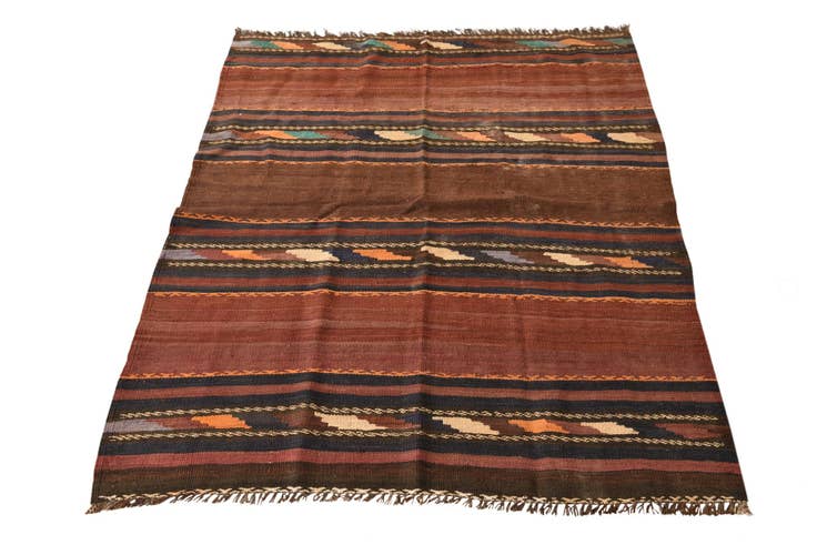 Detail image of 3' 7 x 4' 6 Hand Woven Kilim Fars Wool Rug