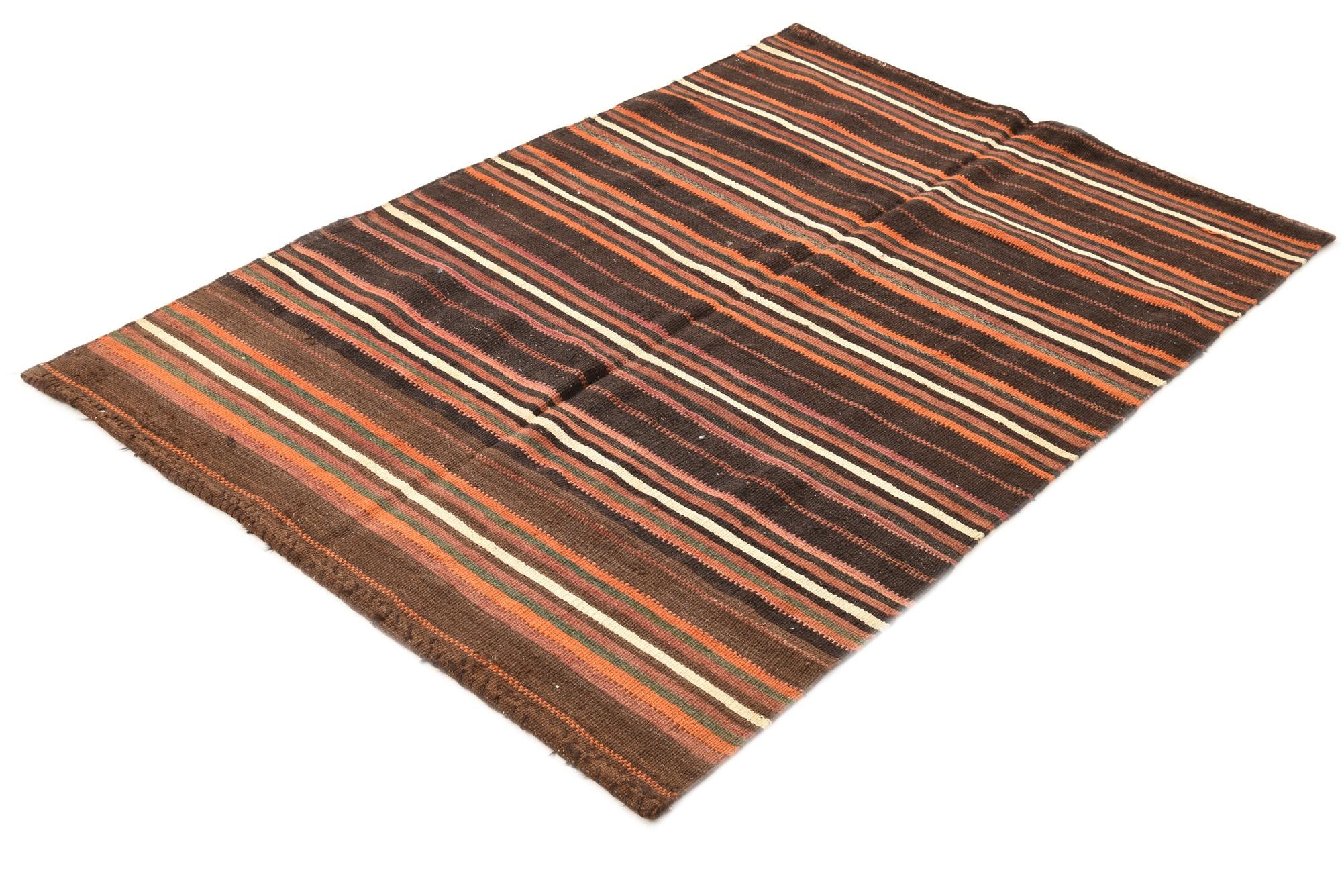 4' 6 x 6' 7 Hand Woven Kilim Fars Wool Rug