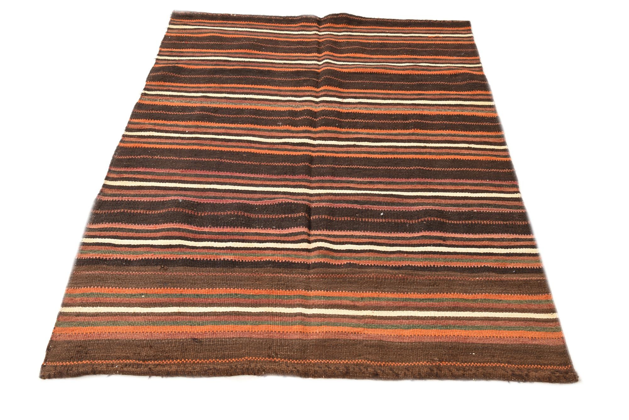 4' 6 x 6' 7 Hand Woven Kilim Fars Wool Rug