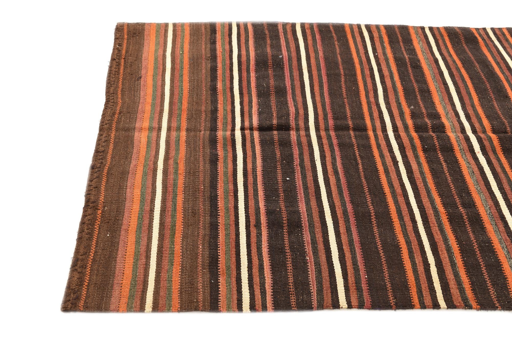 4' 6 x 6' 7 Hand Woven Kilim Fars Wool Rug