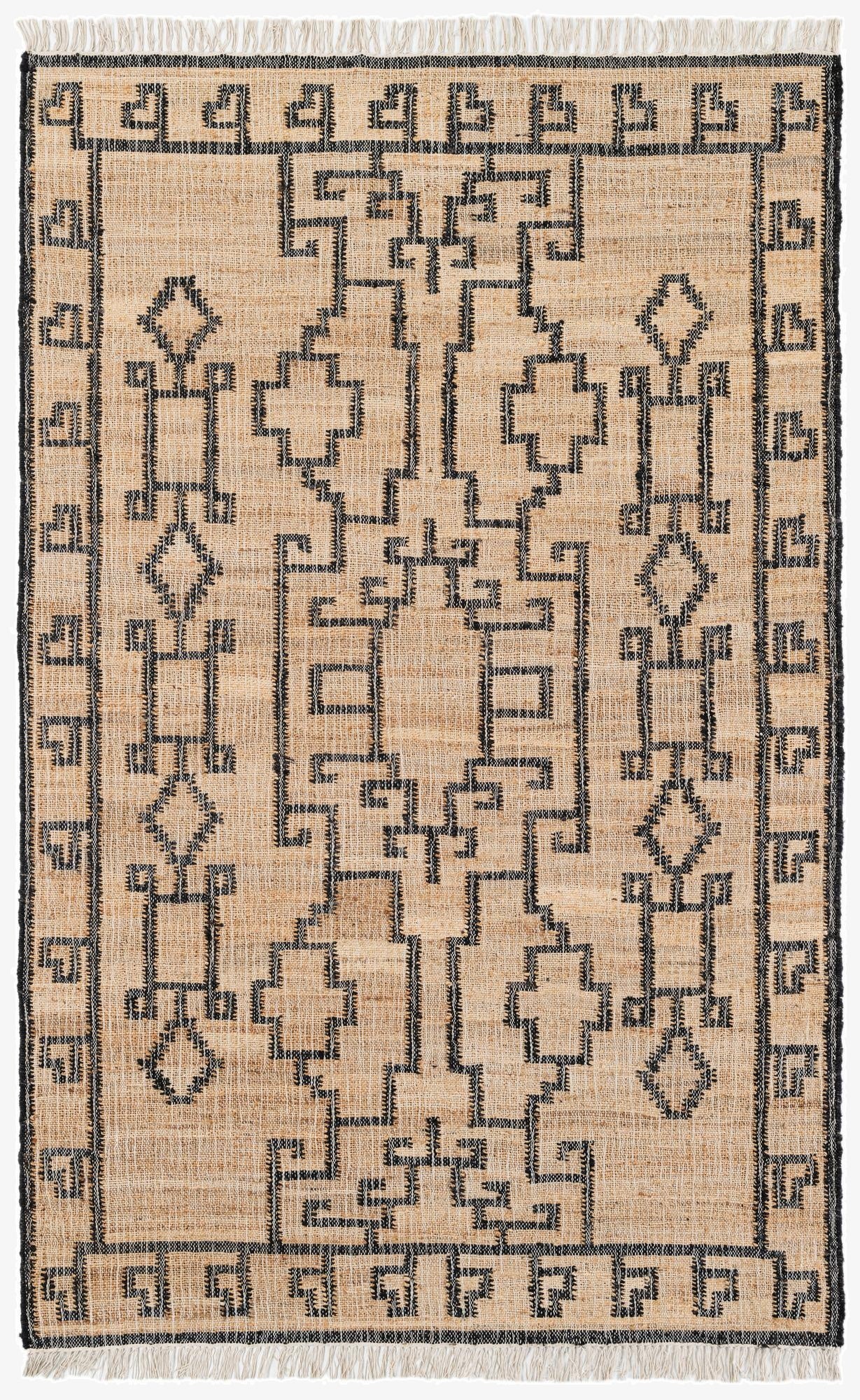  5' 2 x 8' 2  Hand Woven Kilim Jute Rug