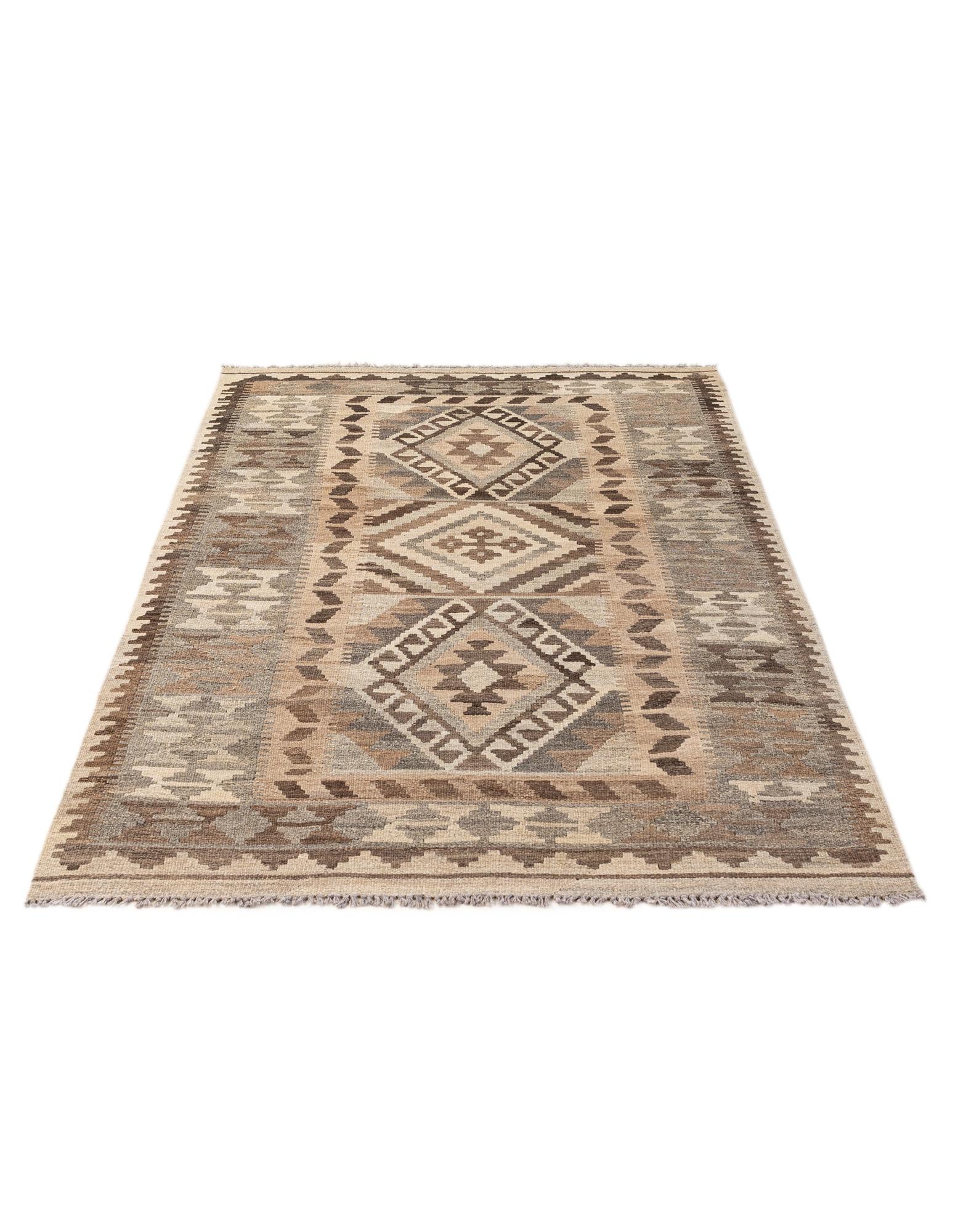 3' 11 x 6' 9 Hand Woven Kilim Maymana Wool Rug