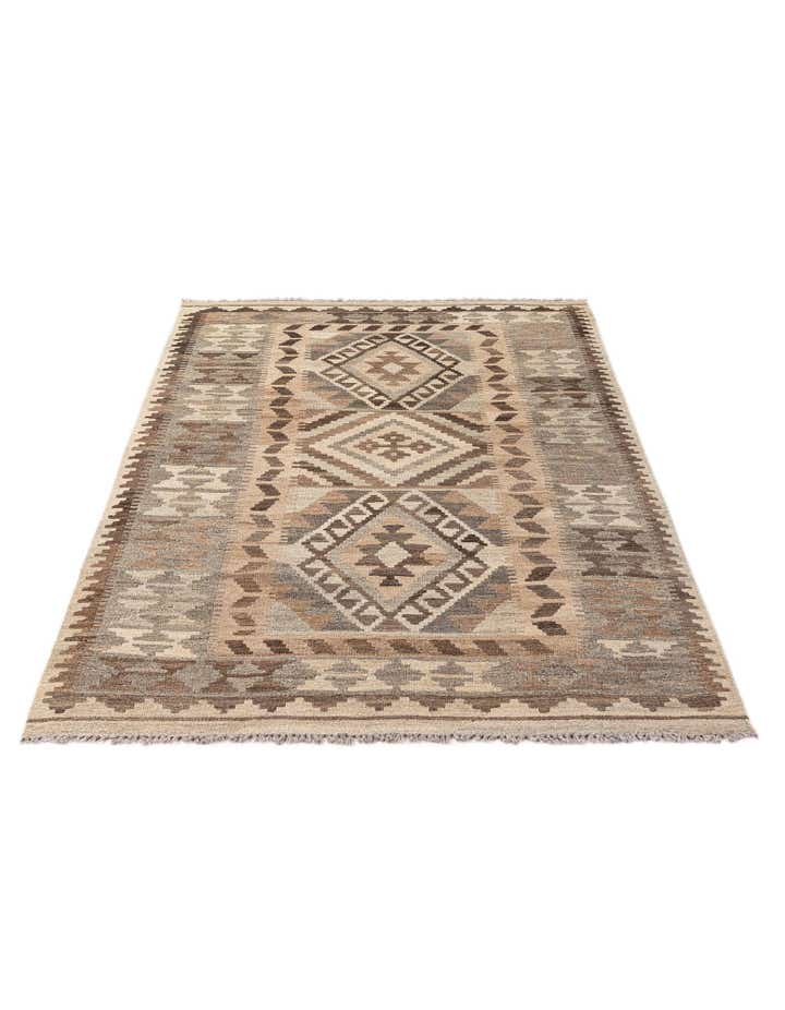 3' 11 x 6' 9 Hand Woven Kilim Maymana Wool Rug