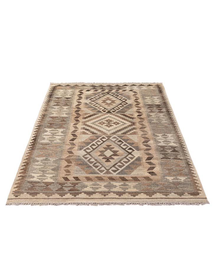 Detail image of 3' 11 x 6' 9 Hand Woven Kilim Maymana Wool Rug