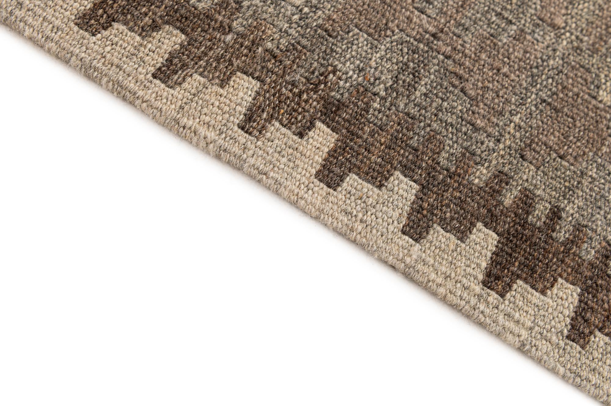 3' 11 x 6' 9 Hand Woven Kilim Maymana Wool Rug