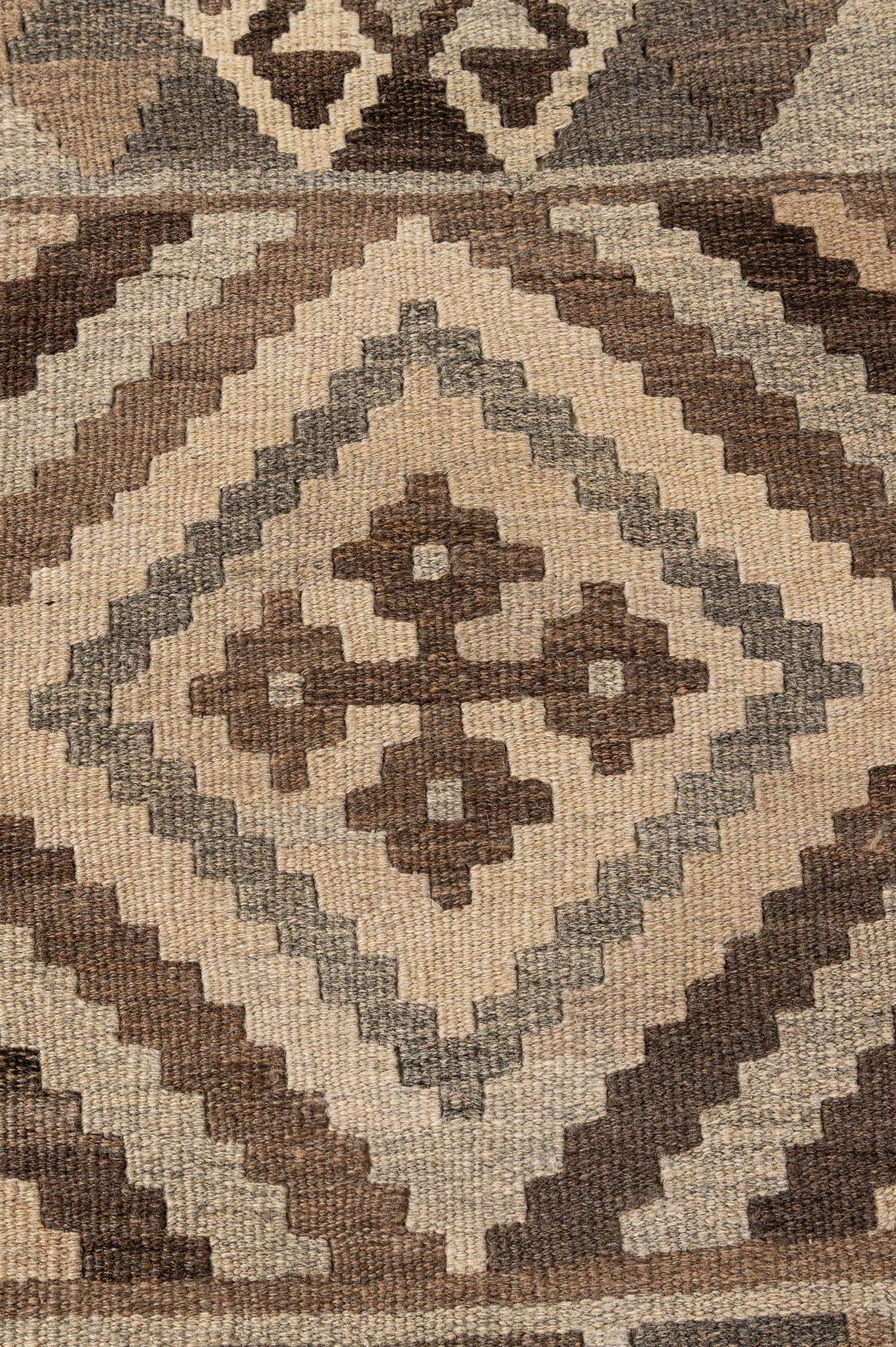 3' 11 x 6' 9 Hand Woven Kilim Maymana Wool Rug