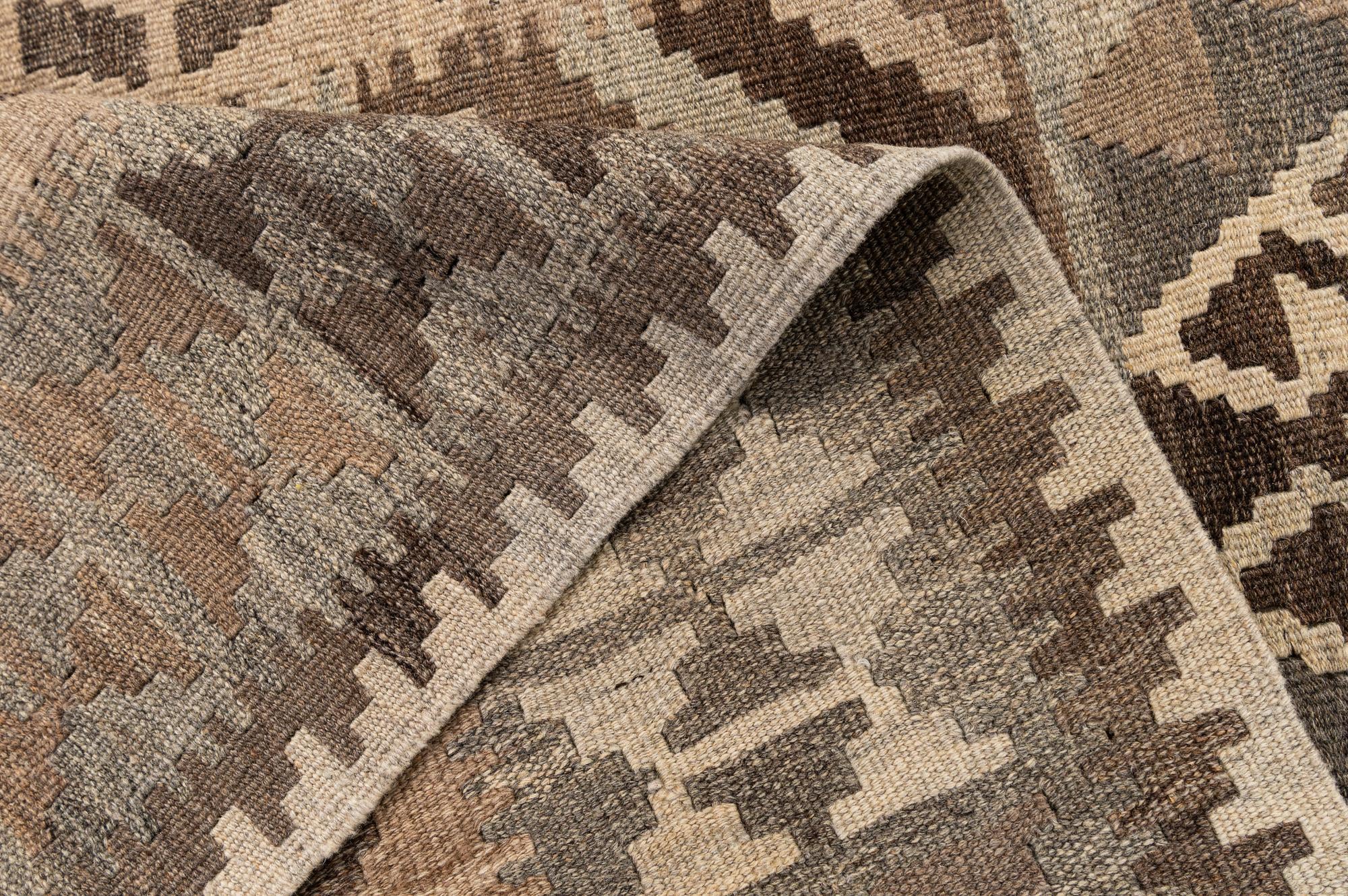 3' 11 x 6' 9 Hand Woven Kilim Maymana Wool Rug