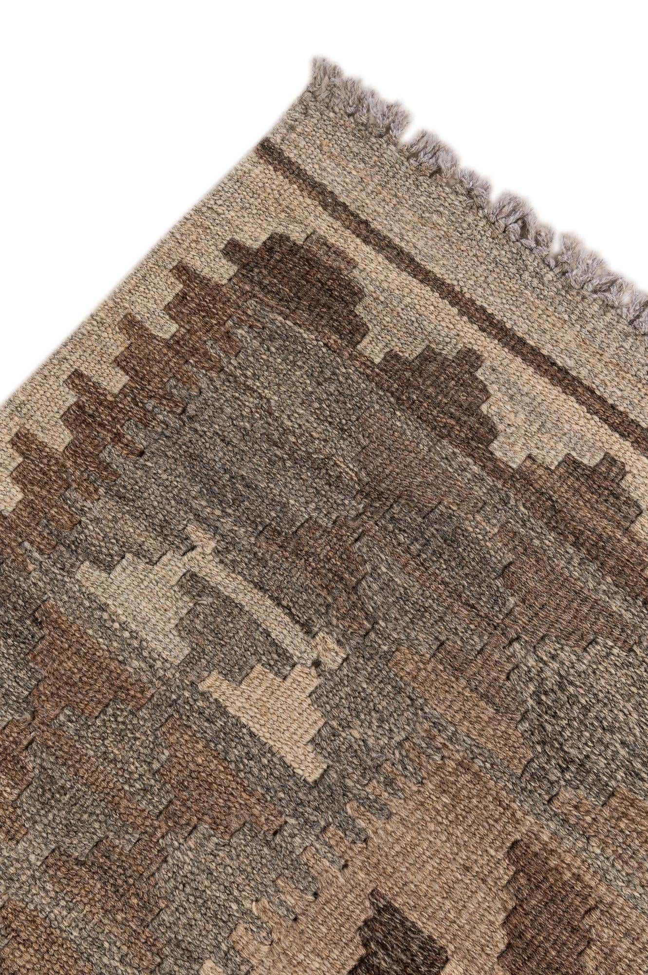 3' 11 x 6' 9 Hand Woven Kilim Maymana Wool Rug