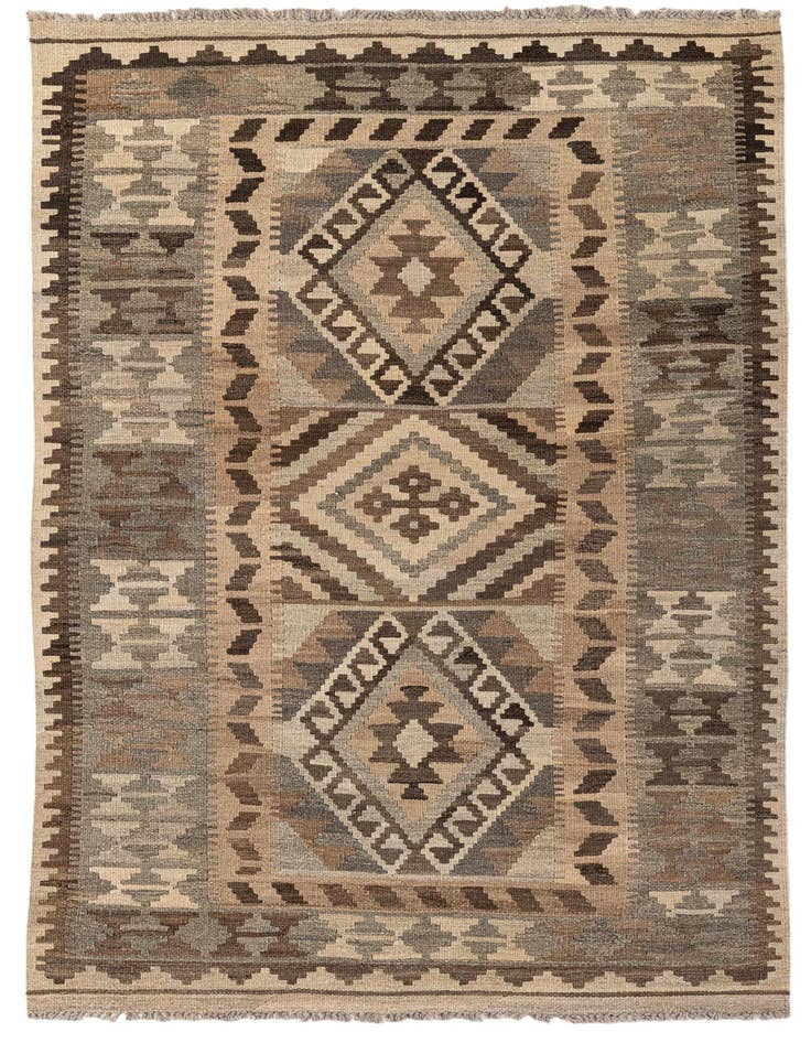 Detail image of 3' 11 x 6' 9 Hand Woven Kilim Maymana Wool Rug