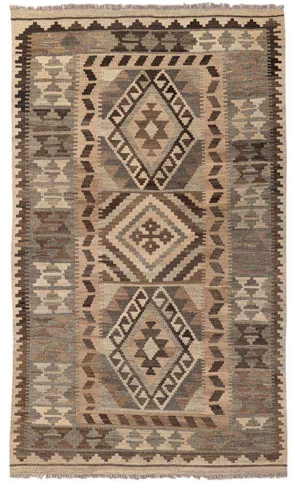 3' 11 x 6' 9 Hand Woven Kilim Maymana Wool Rug