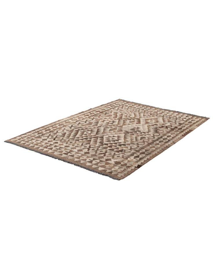 Detail image of 4' 6 x 6' 3 Hand Woven Kilim Maymana Wool Rug