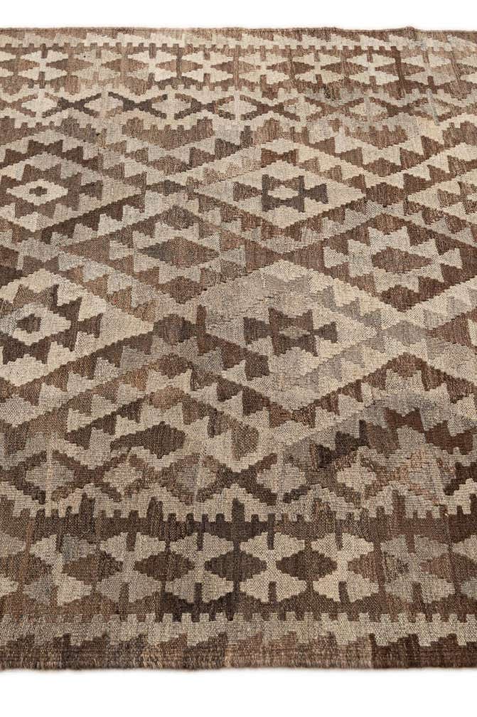 4' 6 x 6' 3 Hand Woven Kilim Maymana Wool Rug