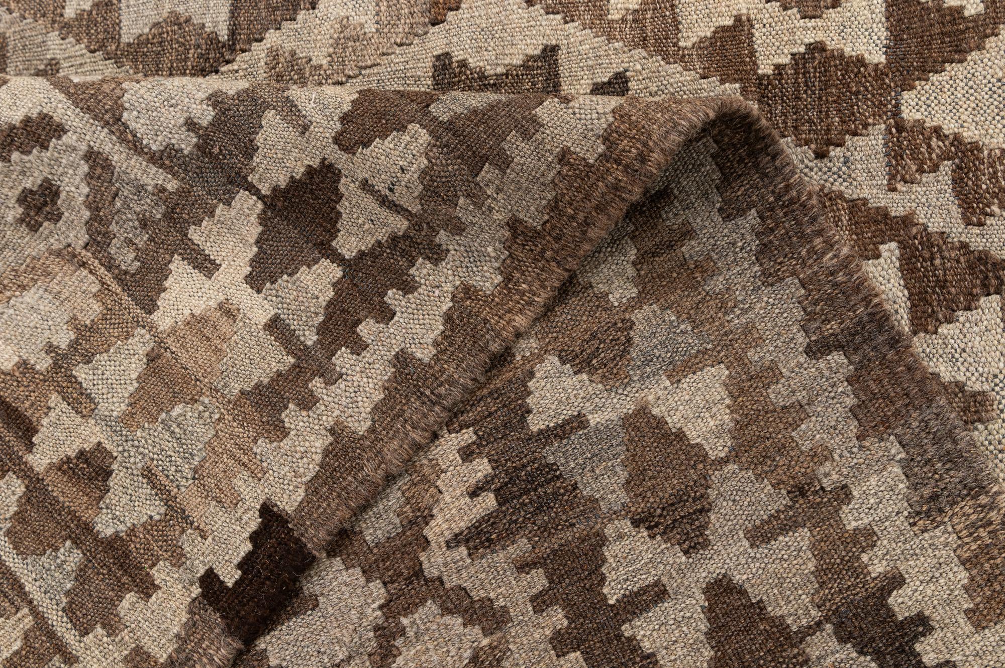 4' 6 x 6' 3 Hand Woven Kilim Maymana Wool Rug