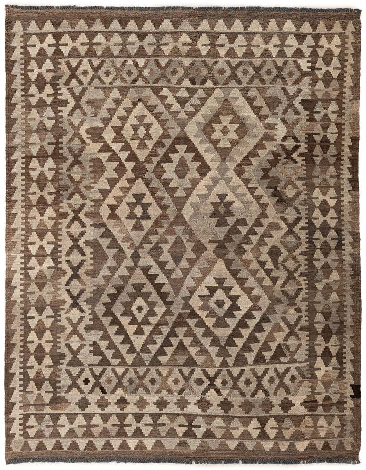 Detail image of 4' 6 x 6' 3 Hand Woven Kilim Maymana Wool Rug