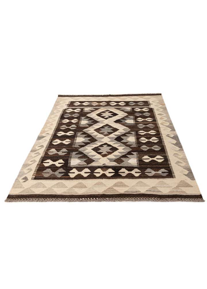 5' x 6' 7 Hand Woven Kilim Maymana Wool Rug
