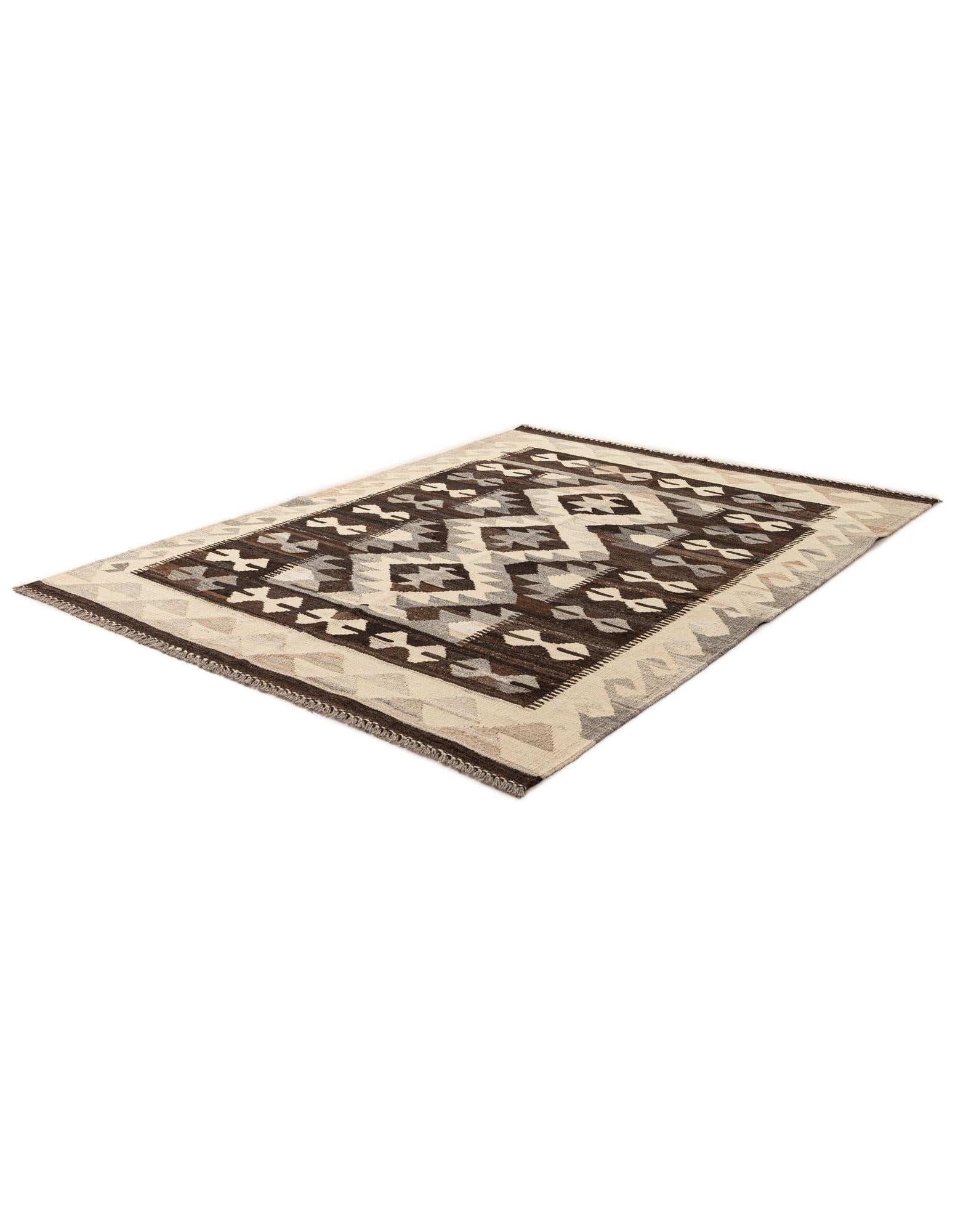5' x 6' 7 Hand Woven Kilim Maymana Wool Rug