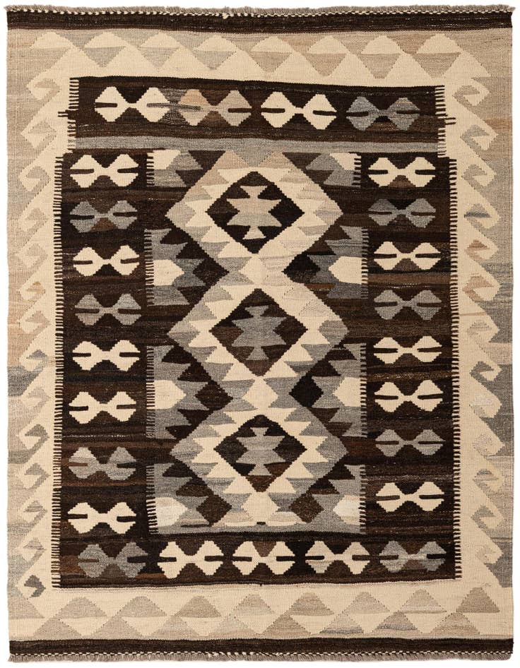 Detail image of 5' x 6' 7 Hand Woven Kilim Maymana Wool Rug