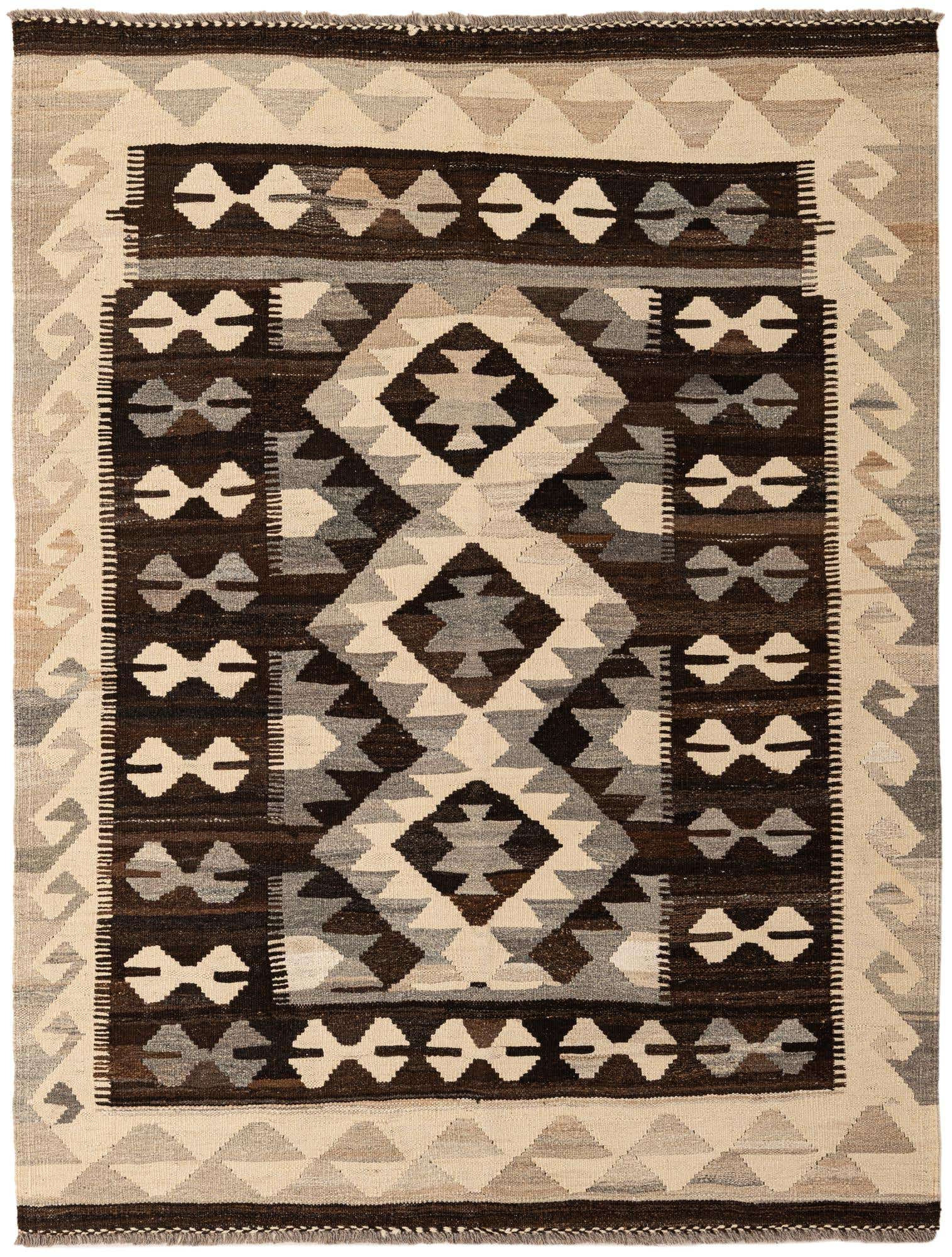 5' x 6' 7 Hand Woven Kilim Maymana Wool Rug