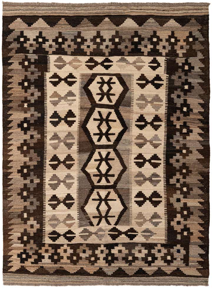 5' x 6' 9 Hand Woven Kilim Maymana Wool Rug