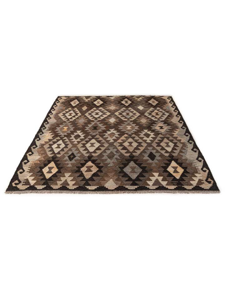 5' x 6' 7 Hand Woven Kilim Maymana Wool Rug