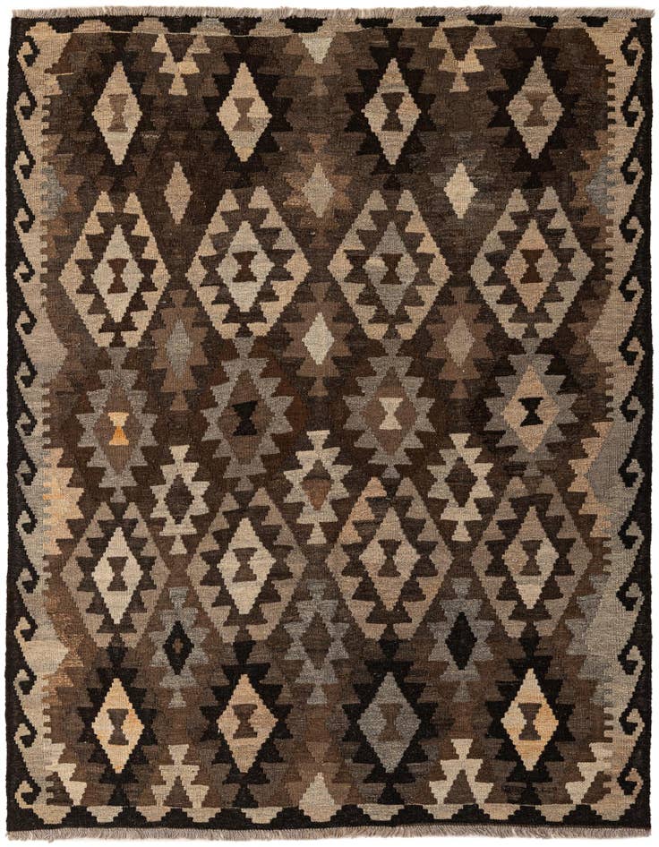 Detail image of 5' x 6' 7 Hand Woven Kilim Maymana Wool Rug