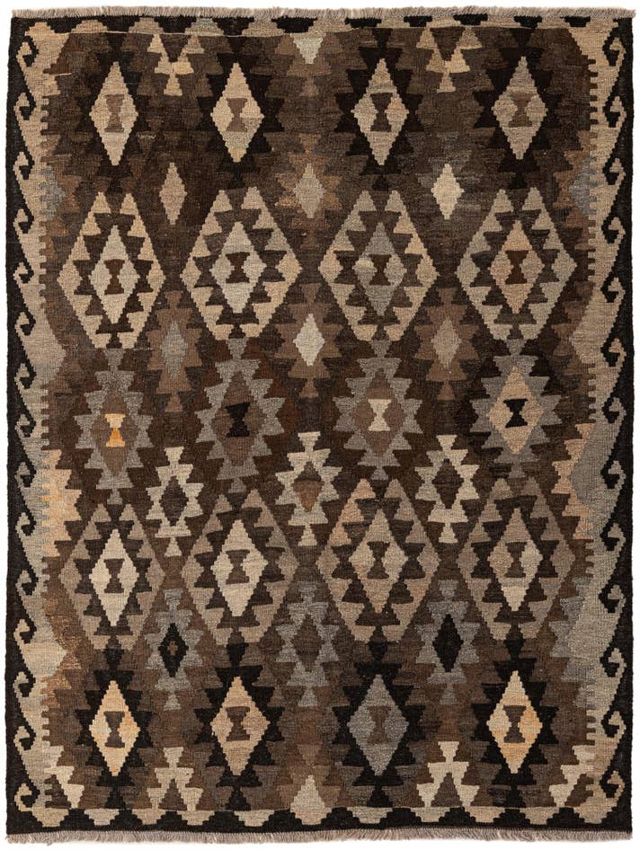 Detail image of 5' x 6' 7 Hand Woven Kilim Maymana Wool Rug
